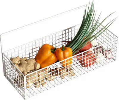 Image de Panier en métal – Panier suspendu avec support adhésif, idéal pour la cuisine, la salle de bain ou la réserve
