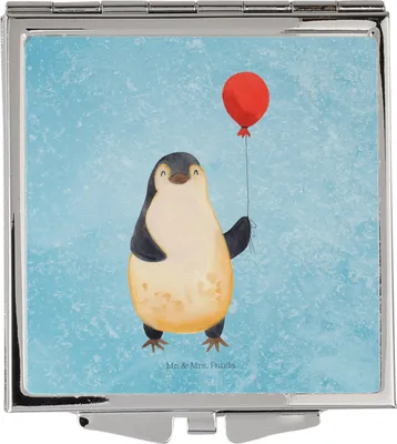 Produktbild von Mr. & Mrs. Panda Klappbarer Spiegel Pinguin Luftballon - Eisblau - Geschenk, Kleiner, Reisespiegel, Frauen, Kirmes, Freundin, Schminkspiegel, Taschenspiegel, Glück, Liebe