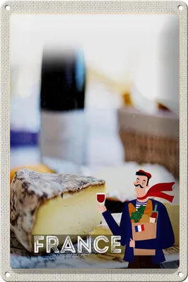 Produktbild von Blechschild Reise 20x30cm Frankreich Schimmelkäse Croissant
