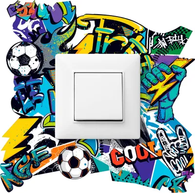 Produktbild von Muralo Lichtschalter-Aufkleber Moderne GRAFFITI Fußball 20x20cm Aufkleber für Kinderzimmer