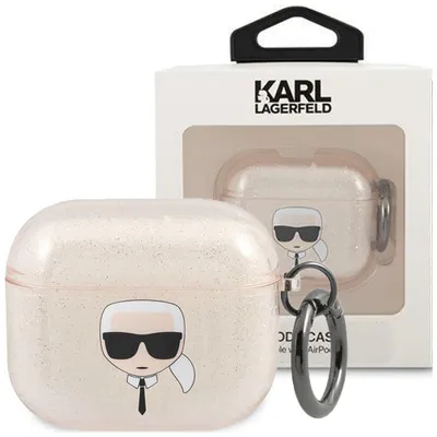 Produktbild von Karl Lagerfeld Kla3Ukhgd Airpods 3 Hülle Złoty/Gold Glitter Karl`s Head