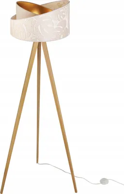 Productafbeelding van Vloerlamp met houten statief en lampenkap, met een patroon
