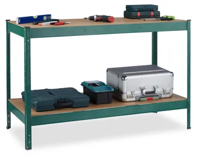 Werkbank 2 Etagen 91x141x61 cm, höhenverstellbar, 300 kg Traglast