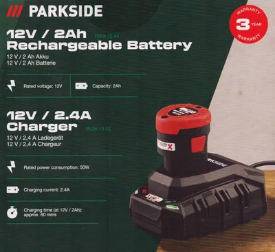 Produktbild von Parkside Akku 2.0 Ah PAPK 12 + Ladegerät  für X-12-V Team Serie