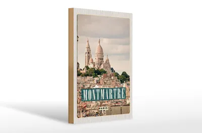 Produktbild von Holzschild Reise 20x30cm Montamartre Paris Panorama Poster