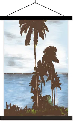 Produktbild von MuchoWow® Textilposter Palme - Meer - Himmel 40x60 cm mit schwarzem Rahmen - Wanddekorationen
