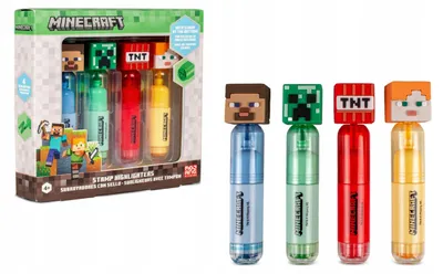 Immagine prodotto di Confezione Minecraft con 4 evidenziatori con timbro