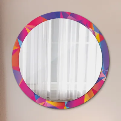 Obrázek produktu pro Ø100cm Moderní zrcadlo - nástěnné zrcadlo pro montáž na stěnu - ložnice - geometrická kompozice