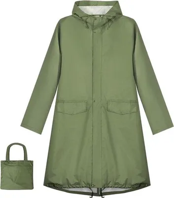 Produktbild von Famanu Regenponcho Damen - Leichtgewicht Lang mit Kapuze - Windjacke für draußen