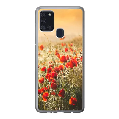 Produktbild von MuchoWow® Handyhülle Schutzhülle Hülle für Samsung Galaxy A21s Sonnenstrahlen über einem Mohnblumenstrauß Silikon Softcase Handy Hülle - Hartschale