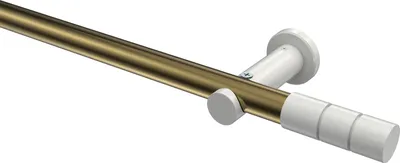 Produktbild von Interdeco Gardinenstange / Vorhangstange Messing Antik / Weiß, Typ Platon Elanto (Rillenzylinder) ohne Ringe, 20 mm Ø 1-läufig, 360 cm