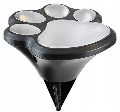 Obrázek produktu pro Solární zahradní lampa ve tvaru psí tlapky, plast, 9 cm, černá/bílá, stupeň krytí IP44