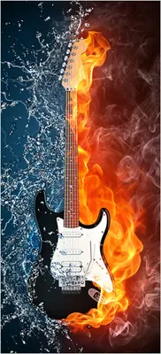 Produktbild von Türtapete Türposter Feuer-Wasser-Gitarre - Größe: 93 x 205 cm