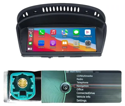 Immagine prodotto di CarPlay, display touchscreen, funzioni integrate, compatibile con i modelli BMW Serie 3, 5, E60, E61, E63, E64, E90, E91, E92 dotati di sistema CIC (2004-2012), per sistema BMW CIC