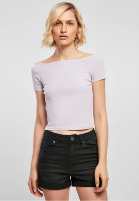 Produktbild von Urban Classics Ladies - Off Shoulder Rib Top lilac - 5XL