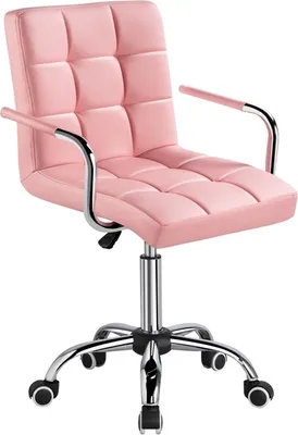 Produktbild von Yaheetech Bürostuhl Kunstleder Schreibtischstuhl Drehstuhl höhenverstellbar Chefsessel mit Laufrollen Bürosessel mit Armlehnen Rosa