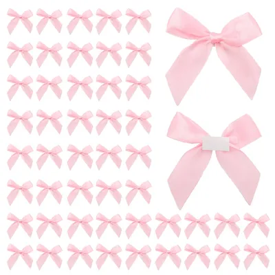 50 Mini-Satin-Strickbänder, 5 cm, selbstklebend, rosa