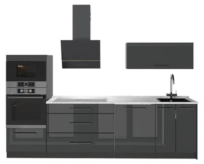 Obrázek produktu pro Kuchyňský kout Vicco Fame-Line Antracitový vysoký lesk/Antracit 280 cm, PD Mramor, Model 64653