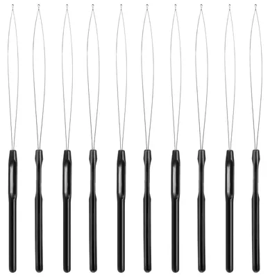 10 Haarverlängerungsringe, Nadel-Einfädler, schwarz, 20,3 cm