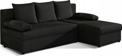 Produktbild von Sofa mit Schlaffunktion und Bettkasten, Couch für Wohnzimmer, Schlafsofa Federkern Sofagarnitur Polstersofa Wohnlandschaft mit Bettfunktion Universale ottomane - 206 x 146 x 73 cm Aron  (Schwarz - Sawana 14)