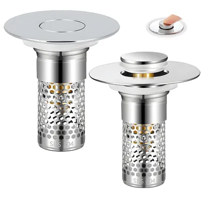 Produktbild von 2-in-1 Waschbeckenstöpsel mit Sieb, für 29–32 mm, 2 Stück