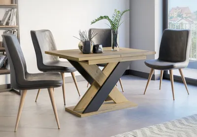 Produktbild von Design Esstisch PA-999 Eiche Artisan Schwarz matt ausziehbar Esszimmer