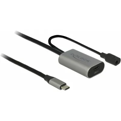 Produktbild von DeLOCK 85392, 5 m, USB C, USB C, USB 3.2 Gen 1 (3.1 Gen 1), Schwarz, Grau