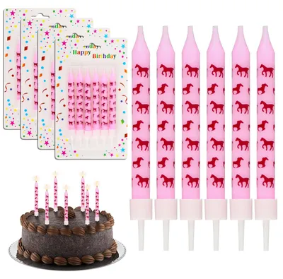 24 Pferde-Geburtstagskerzen, Motivkerzen für Kuchen, 9,5 x 0,8 cm
