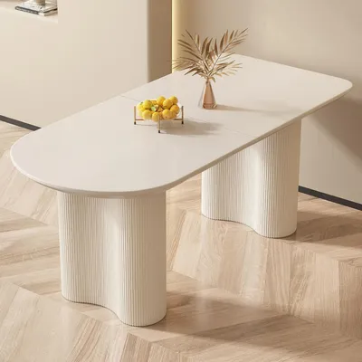 Productafbeelding van Eettafel ovaal, wit, 180 cm, geschikt voor 4-8 personen, modern design, eenvoudig te monteren