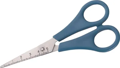 Produktbild von Bastelschere, spitz, 5,3'' = 13,5 cm mit mm-Skala, blau, für Rechtshänder, VE = 12 Stück
