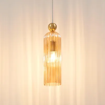 Produktbild von KOSILUM - Hängeleuchte, Metall und Glas - Bernstein und Messing - Leonora