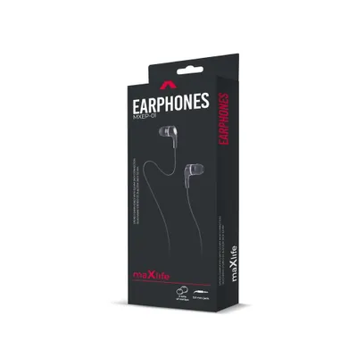 Zdjęcie produktu dla Przewodowe słuchawki douszne Maxlife MXEP-01 czarne 3,5 mm jack