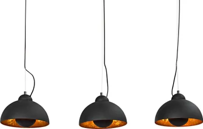 Produktbild von Industrial Hängelampe STUDIO 3 110cm schwarz Blattgold-Optik drei Schirme Pendelleuchte Hängeleuchte