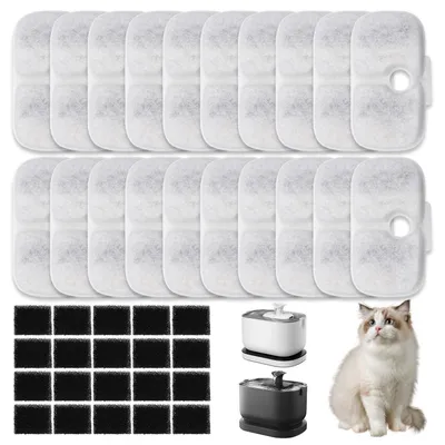 Immagine prodotto di Filtri di ricambio per il sistema Katzenbrunnen, confezione da 40 pezzi (20 cartucce, 20 spugne) compatibili con i modelli PLWF105/PLWF115/PLWF005