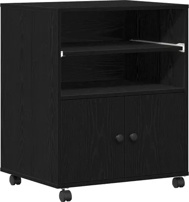 Image de vidaXL Support d'impression noir imitation chêne 60 x 48 x 74 cm