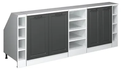 Produktbild von Küchenschrank für Dachschrägen Vicco R-Line Anthrazit Landhaus 210 cm 5er Set Schrankkorpuss 60 cm Tiefe, Model 60528