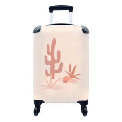 Produktbild von MuchoWow® Koffer Handgepäck Trolley Rollkoffer Kleine Reisekoffer mit 4 Rollen - Kaktus - Gestaltung - Pastell - Cabin Size < 55x40x23 cm & 55x40x20 cm - Fotokoffer - Kabinenkoffer - Boardgepäck - Reise-Box - Reisekoffer - Reisegepäck - Koffer mit Bild - Trolley für Kinder