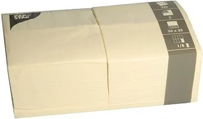 Produktbild von 1000 Servietten, 3-lagig 1/8-Falz 33 cm x 33 cm creme