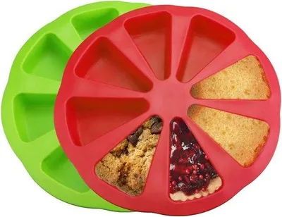 Immagine prodotto di Stampi da forno in silicone, set da 8 pezzi, triangolari, rosso/verde, cottura