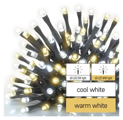Produktbild von Emos D4AN05, Girlande, Polyvinylchlorid (PVC), Schwarz, Kaltweiße, Warmweiß, 12 m, Schwarz