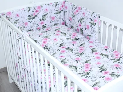 Produktbild von 3 teiliges Baby Bettset mit Bettwäsche und Nestchen für Bett 70x140 cm - 10. Flowers