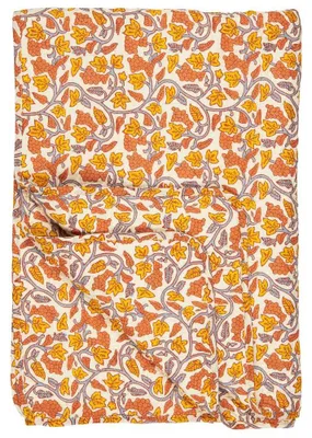 Produktbild von IB Laursen Quilt Natur mit WEINREBEN in Grau Gelb und Orange 130x180 Tagesdecke