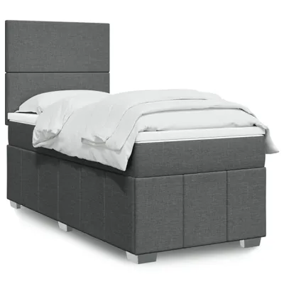 Produktbild von Schlichtes Boxspringbett mit Matratze - Dunkelgrau 100x200 cm Stoff Design Klassische Betten 2299570