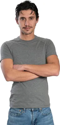 Produktbild von Herren T-Shirt Baumwolle Stretch – Slim Fit Raglan Kurzarm, Rundhals, S–XXL , Dunkelgrau Meliert