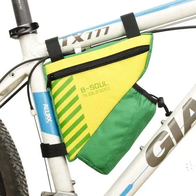 Produktbild von Fahrrad Tasche mit Flaschenhalter Befestigung in Grün Gelb