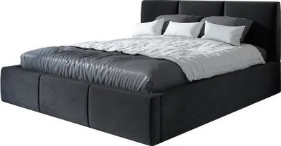 Produktbild von Polsterbett VERO 160x200 mit Matratze und Bettkasten. Farbe: Schwarz.