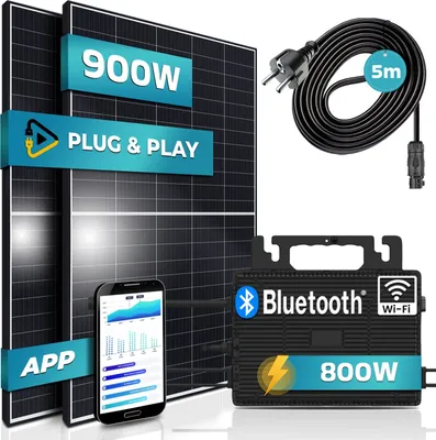Produktbild von SUNNIVA® Balkonkraftwerk Black Frame 900/800W Astro Energy Wechselrichter Solaranlage