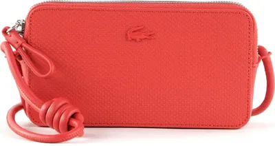 Image de LACOSTE Cuir pochette sac de soirée Chantaco Phone Clutch Energie rouge
