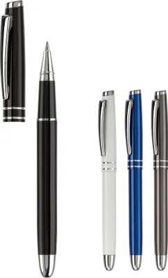 Produktbild von 4x Rollerball / aus Metall / mit 2 Zierringen / 4 Farben