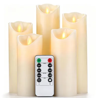 Productafbeelding van Set van 5 LED-kaarsen met realistisch flikkerend effect